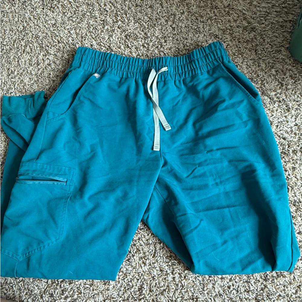 Figs High Waisted Zamora Jogger Scrubs in Pacific Blue